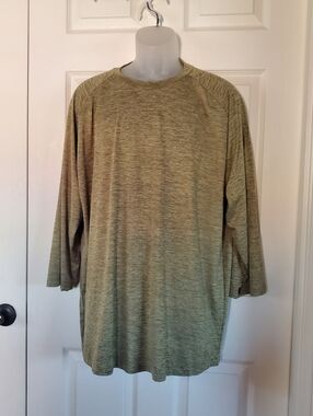 KNQR Reglan 3/4 Sleeves T-shirt Quick Dry‎ 4-Way Stretch Performance Green XXL